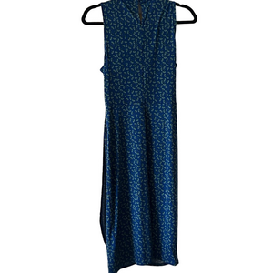 Blue green Patterned Sleeveless body con Amazon essentials faux wrap dress M